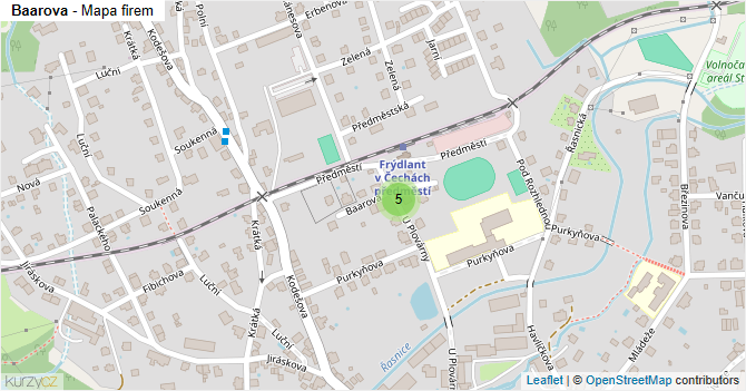 Baarova - mapa firem
