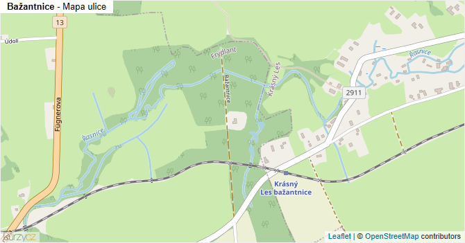 Bažantnice - mapa ulice