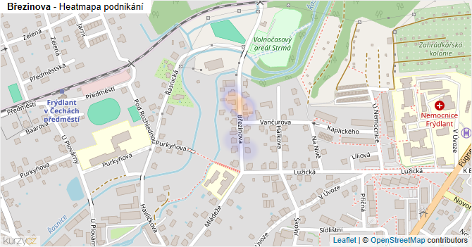 Březinova - mapa podnikání