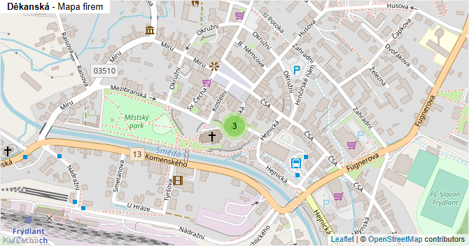 Děkanská - mapa firem