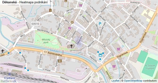 Děkanská - mapa podnikání