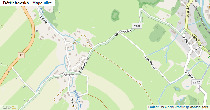 Dětřichovská - mapa ulice