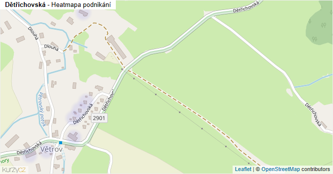 Dětřichovská - mapa podnikání