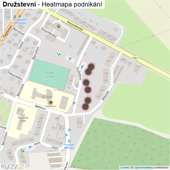 Mapa Družstevní - Firmy v ulici.
