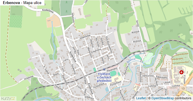 Erbenova - mapa ulice