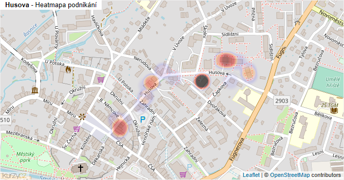 Husova - mapa podnikání
