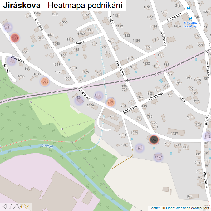 Mapa Jiráskova - Firmy v ulici.