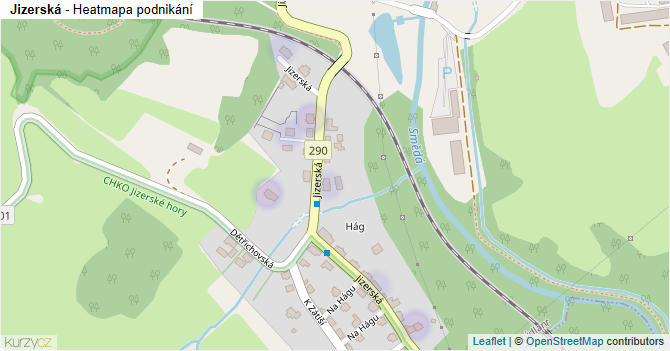Jizerská - mapa podnikání