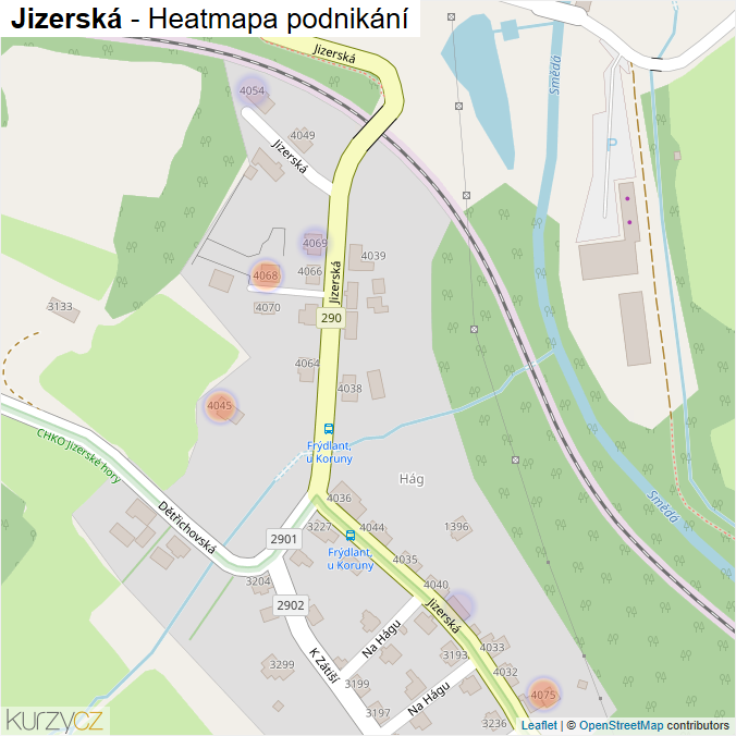 Mapa Jizerská - Firmy v ulici.