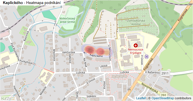 Kaplického - mapa podnikání