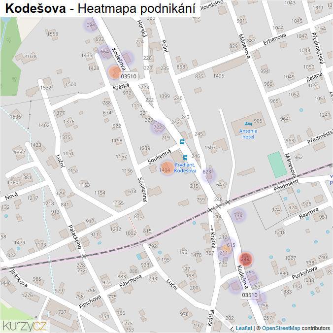 Mapa Kodešova - Firmy v ulici.