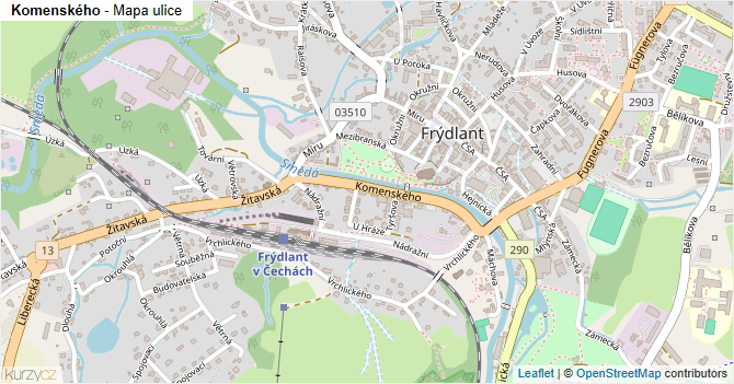 Komenského - mapa ulice
