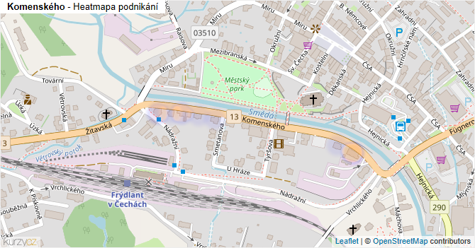 Komenského - mapa podnikání