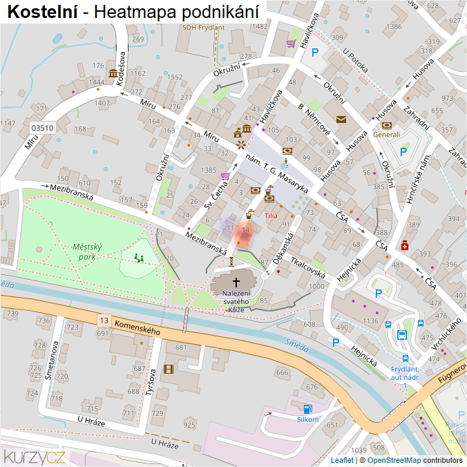 Mapa Kostelní - Firmy v ulici.
