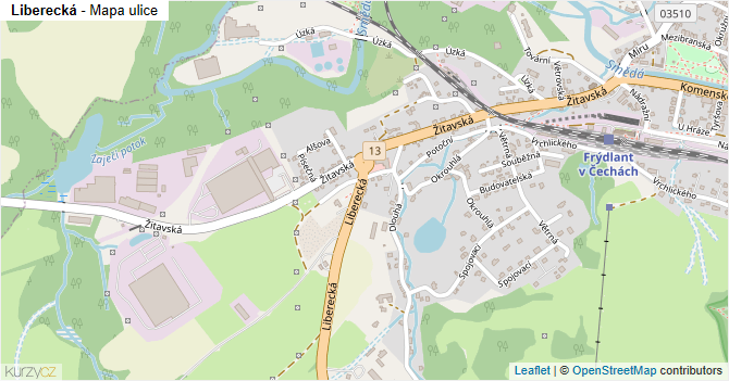 Liberecká - mapa ulice