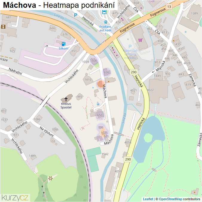 Mapa Máchova - Firmy v ulici.