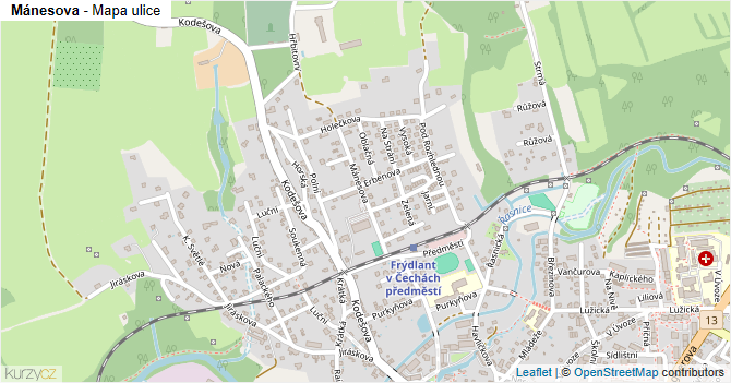 Mánesova - mapa ulice
