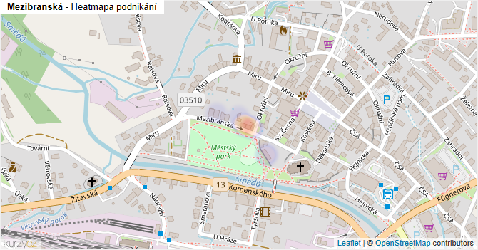 Mezibranská - mapa podnikání