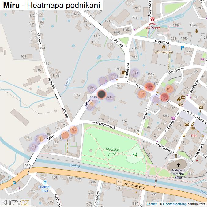 Mapa Míru - Firmy v ulici.
