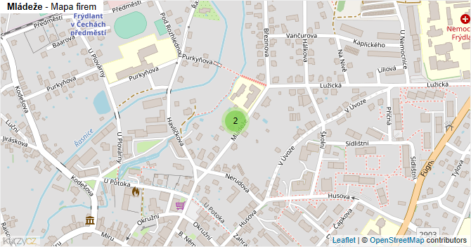 Mládeže - mapa firem