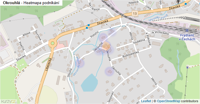 Okrouhlá - mapa podnikání