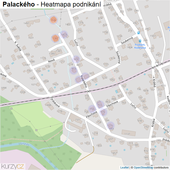 Mapa Palackého - Firmy v ulici.
