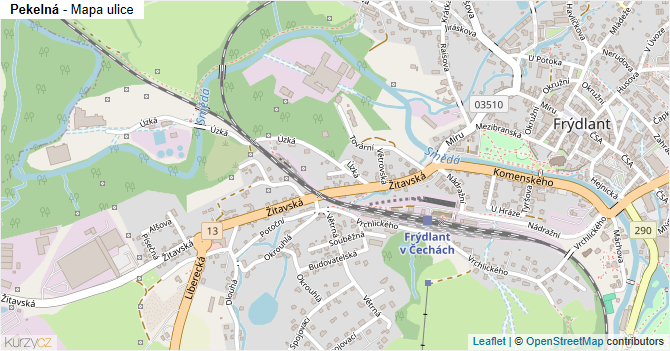 Pekelná - mapa ulice