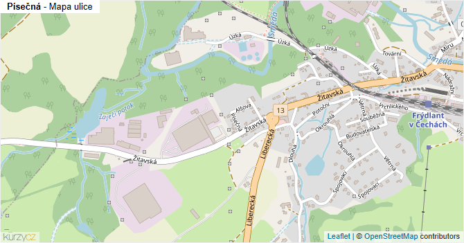 Písečná - mapa ulice