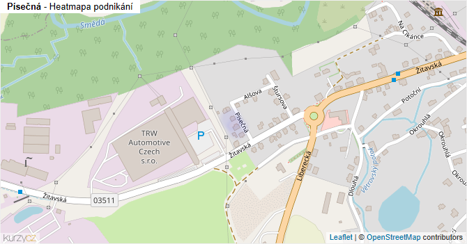 Písečná - mapa podnikání