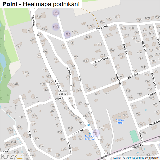 Mapa Polní - Firmy v ulici.