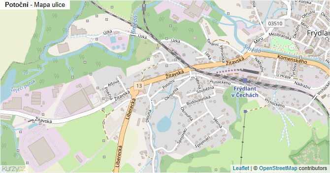 Potoční - mapa ulice