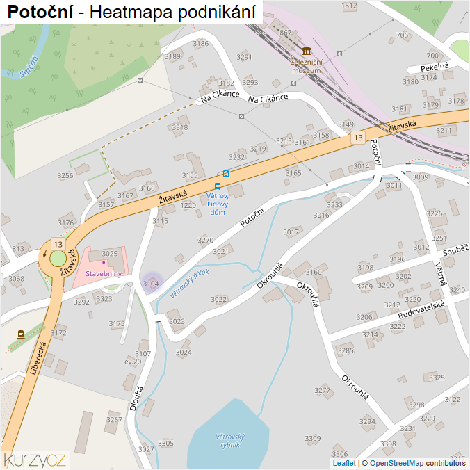 Mapa Potoční - Firmy v ulici.