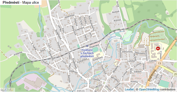 Předměstí - mapa ulice