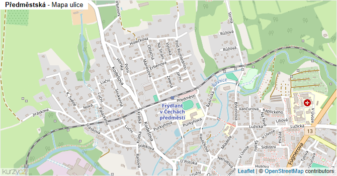 Předměstská - mapa ulice
