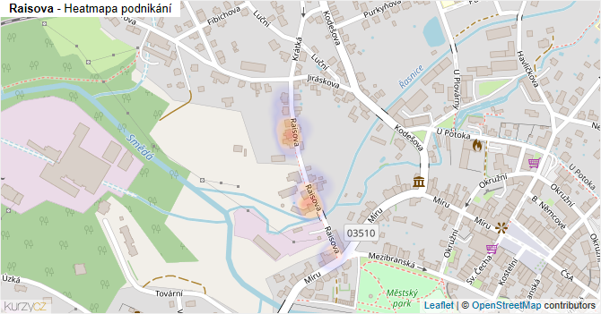 Raisova - mapa podnikání