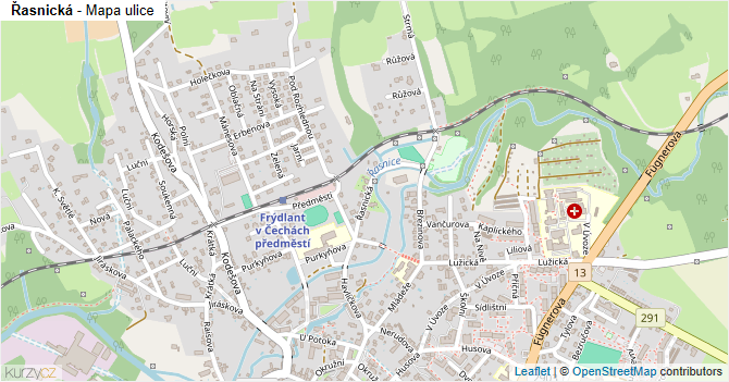 Řasnická - mapa ulice