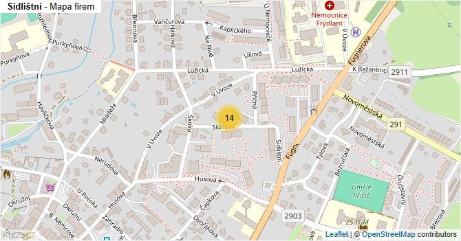 Sídlištní - mapa firem