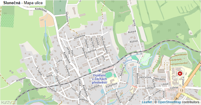 Slunečná - mapa ulice