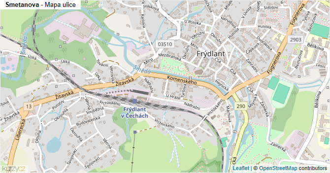 Smetanova - mapa ulice