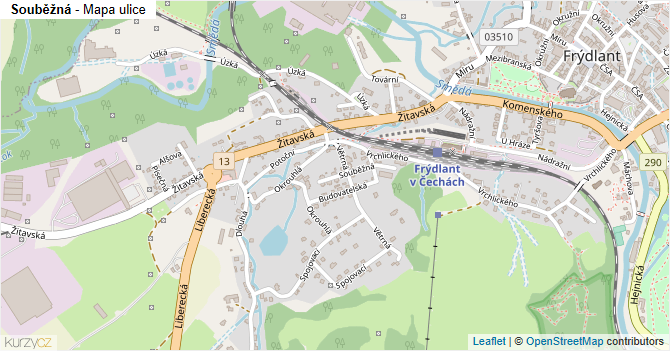 Souběžná - mapa ulice