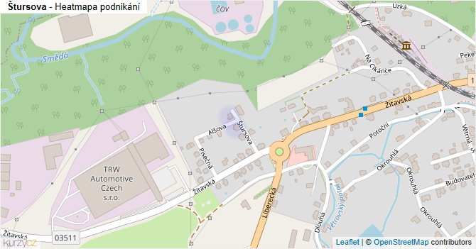 Štursova - mapa podnikání