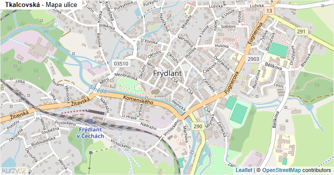 Tkalcovská - mapa ulice