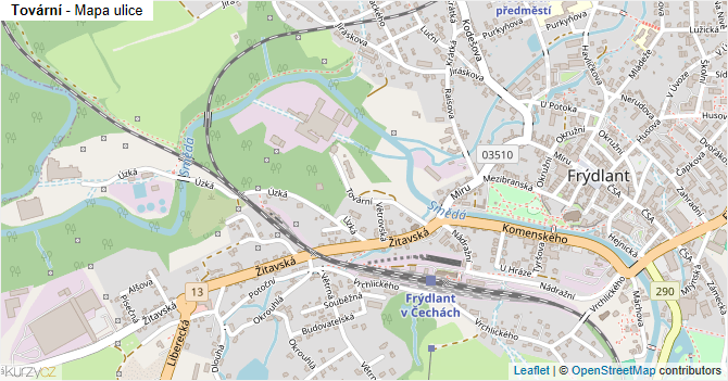 Tovární - mapa ulice