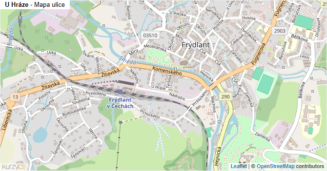 U Hráze - mapa ulice