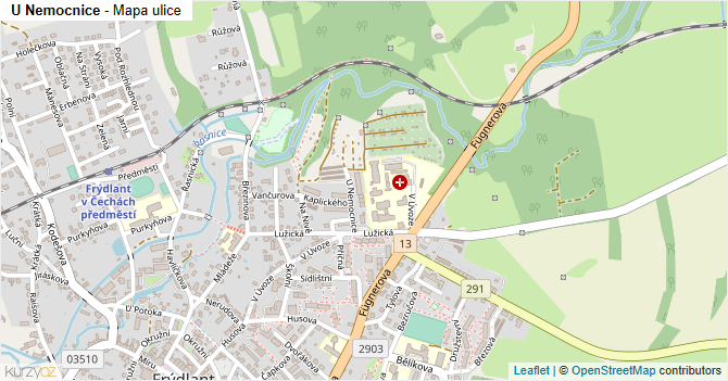 U Nemocnice - mapa ulice