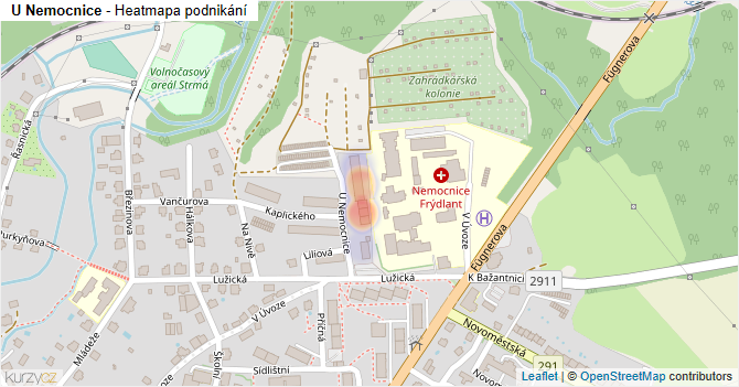 U Nemocnice - mapa podnikání
