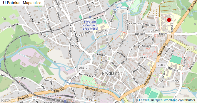 U Potoka - mapa ulice