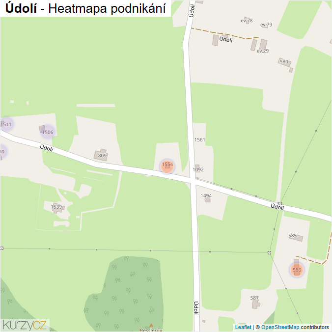Mapa Údolí - Firmy v ulici.