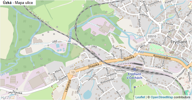 Úzká - mapa ulice