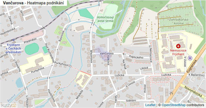 Vančurova - mapa podnikání